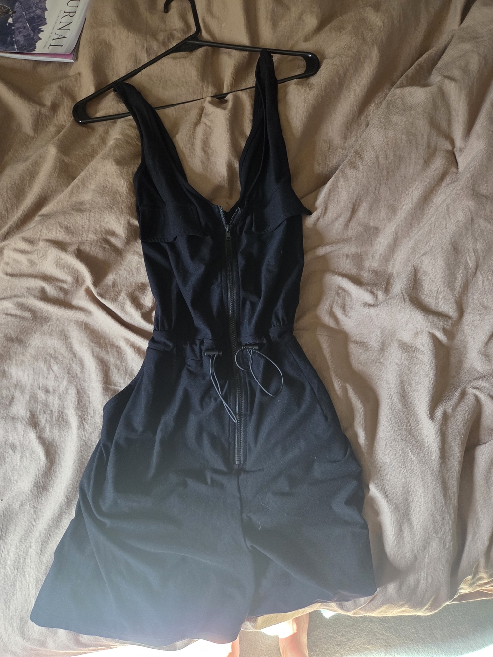 Zyia Black Women's Sleeveless Zip-Front Romper